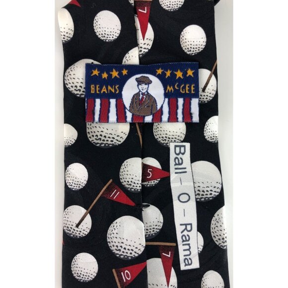 Beans McGee 100% Silk Mens Golf Themed Multicolor Tie Necktie Ball-O-Rama - Picture 2 of 6